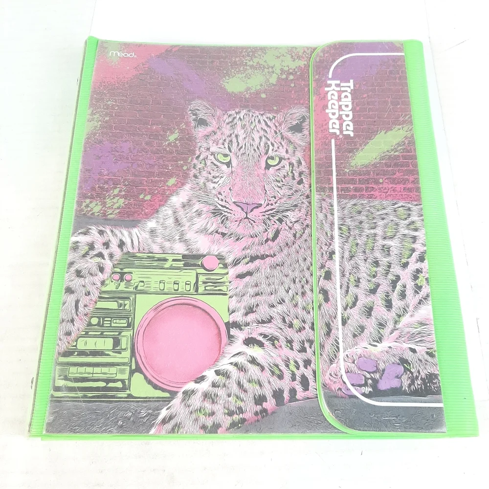 Original Trapper Keeper Leopard Pink/Green Retro Mead 1